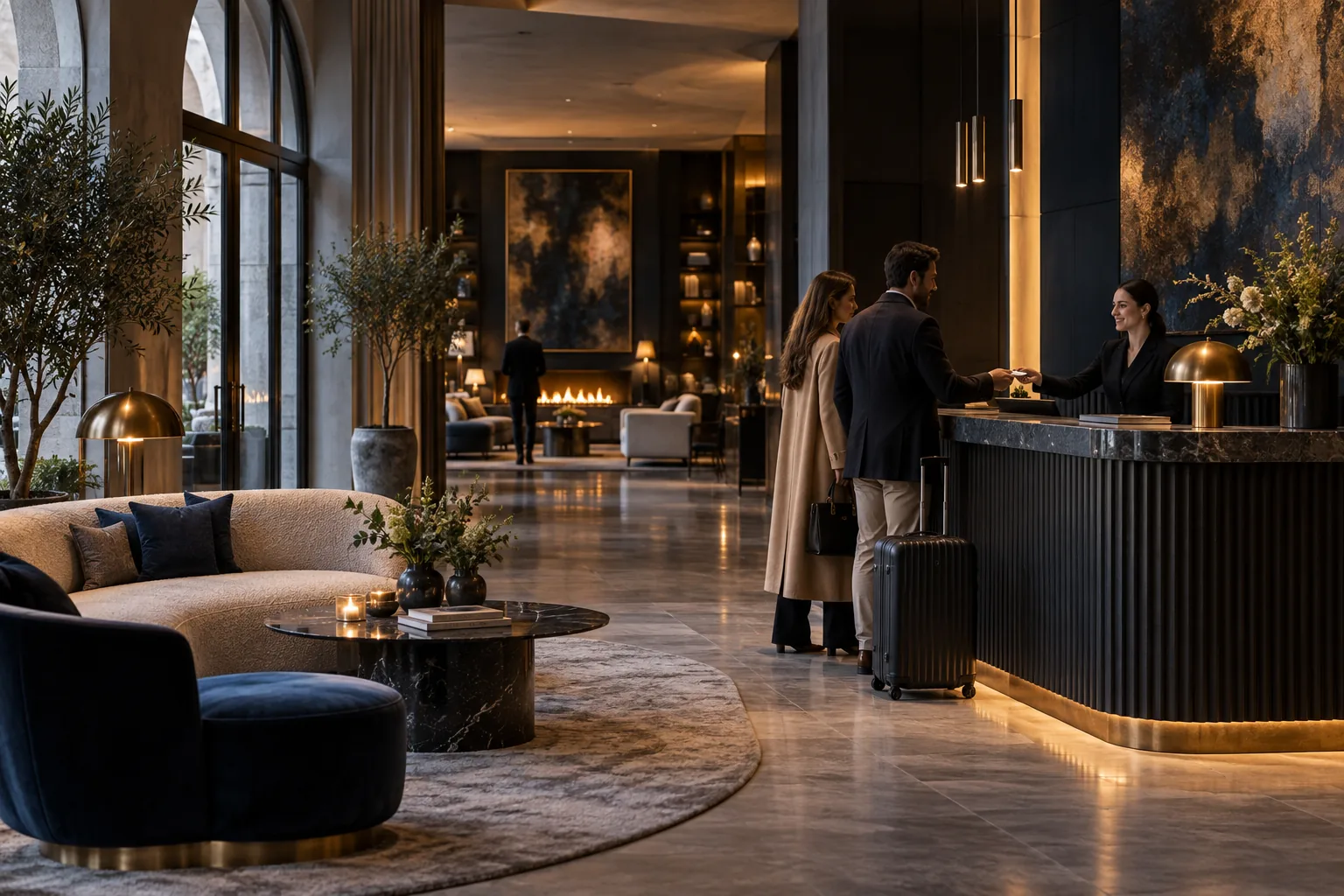 Recepție și spațiu de primire într-un hotel
